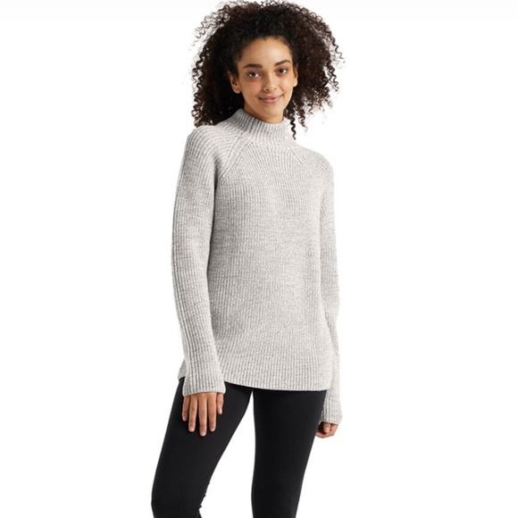 Icebreaker Hillock wool mockneck ribbed sweater grey - Picture 1 of 9